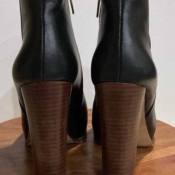 Vince Camuto Black Leather Boots Tall Heel - Picture 5 of 13